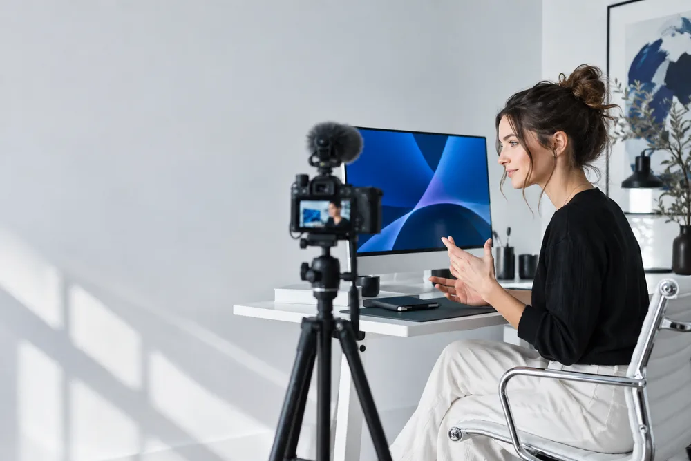 Illustrative scene of a creator recording a tutorial